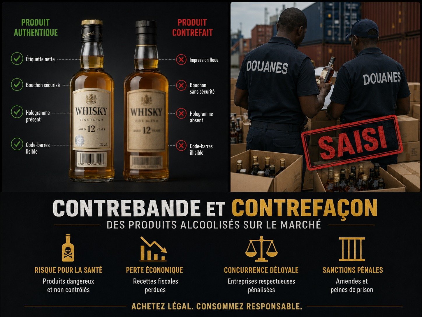 Contrebande et Contrefaçon des produits alcoolisés sur le marché